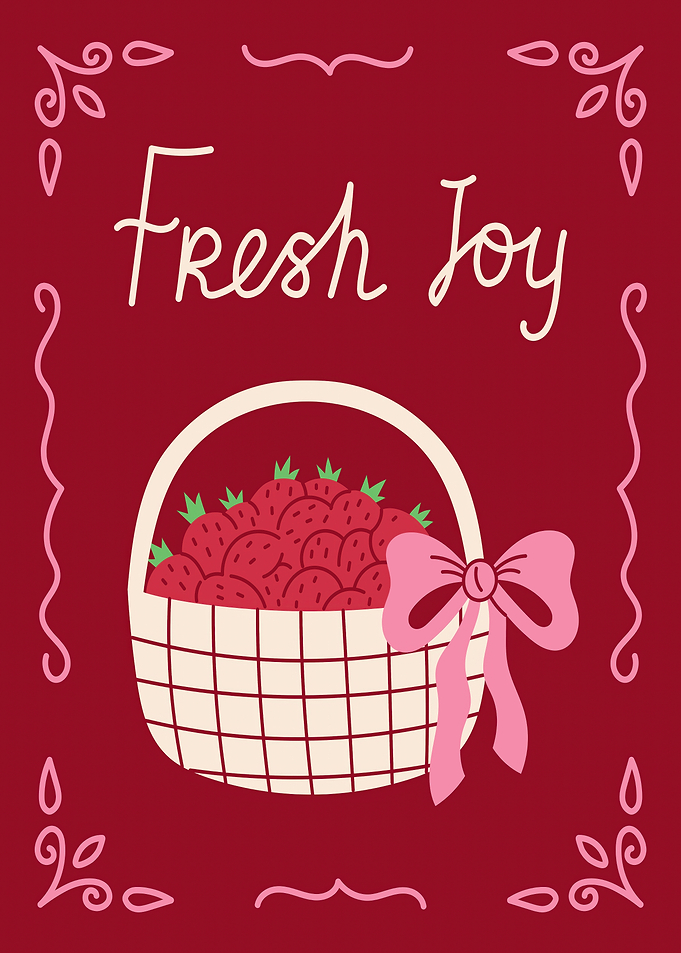 Fresh Joy Strawberry Basket Illustration