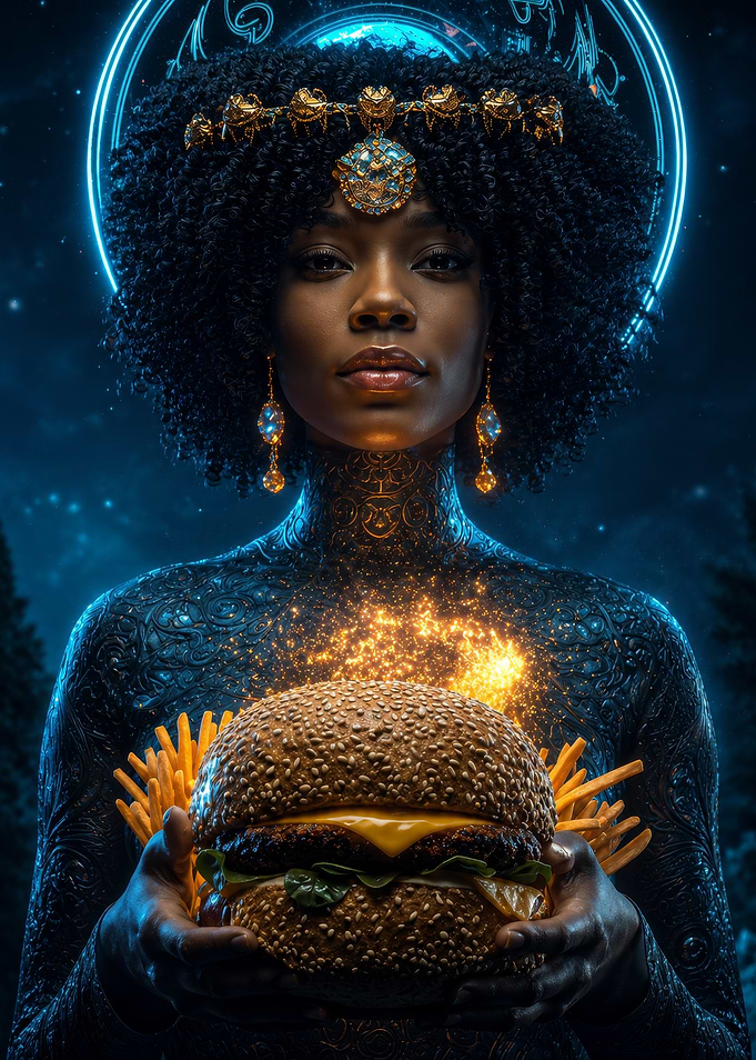 Celestial Goddess Offering a Burger