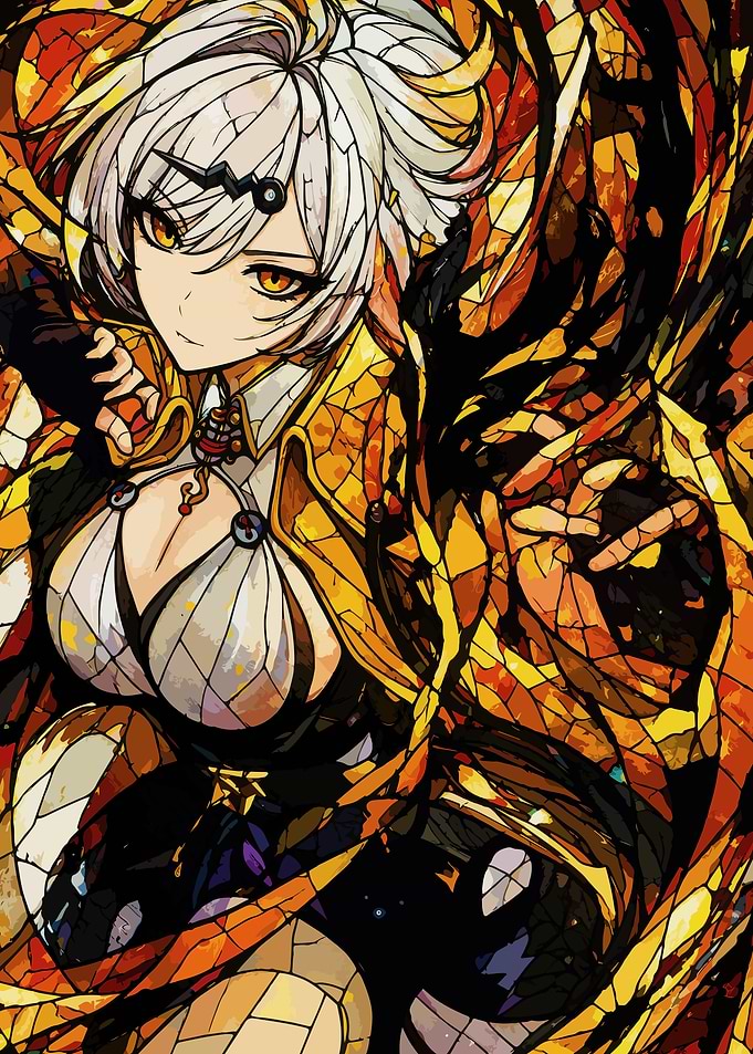 Stained Glass Anime Girl Portrait