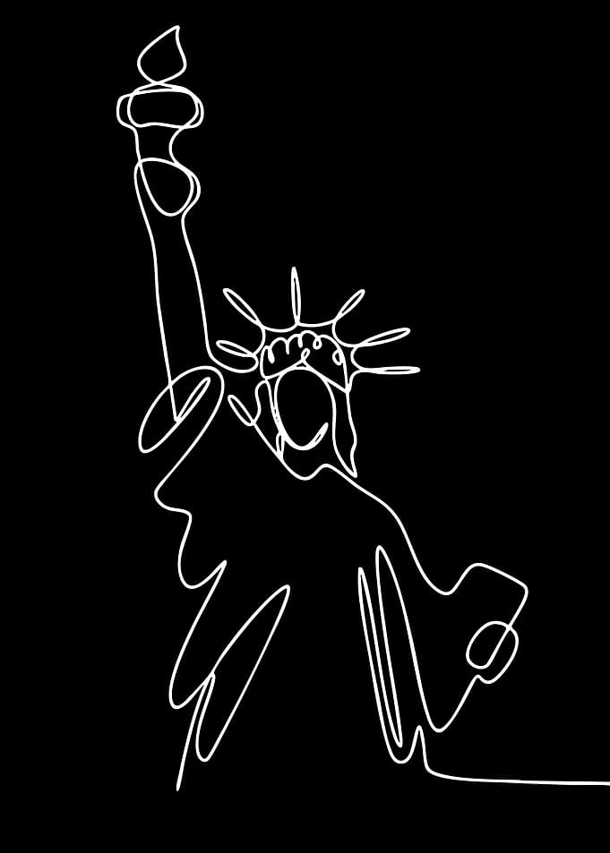 Minimalist Statue of Liberty Line Art