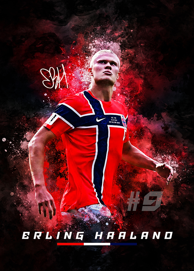 Erling Haaland Norway Football Poster