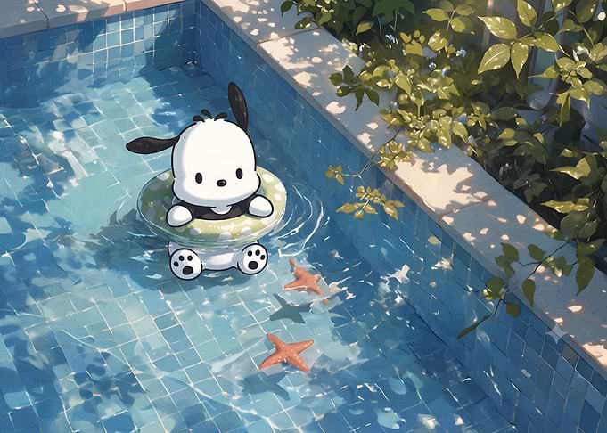 Pochacco Swimming in a Pool