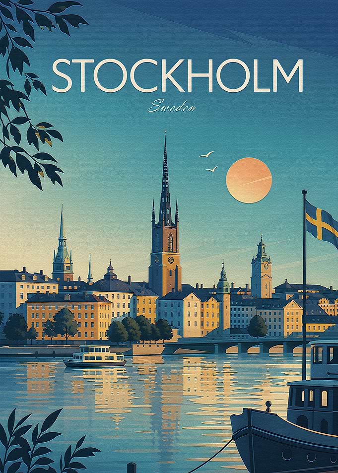 Stockholm Sweden Travel Poster
