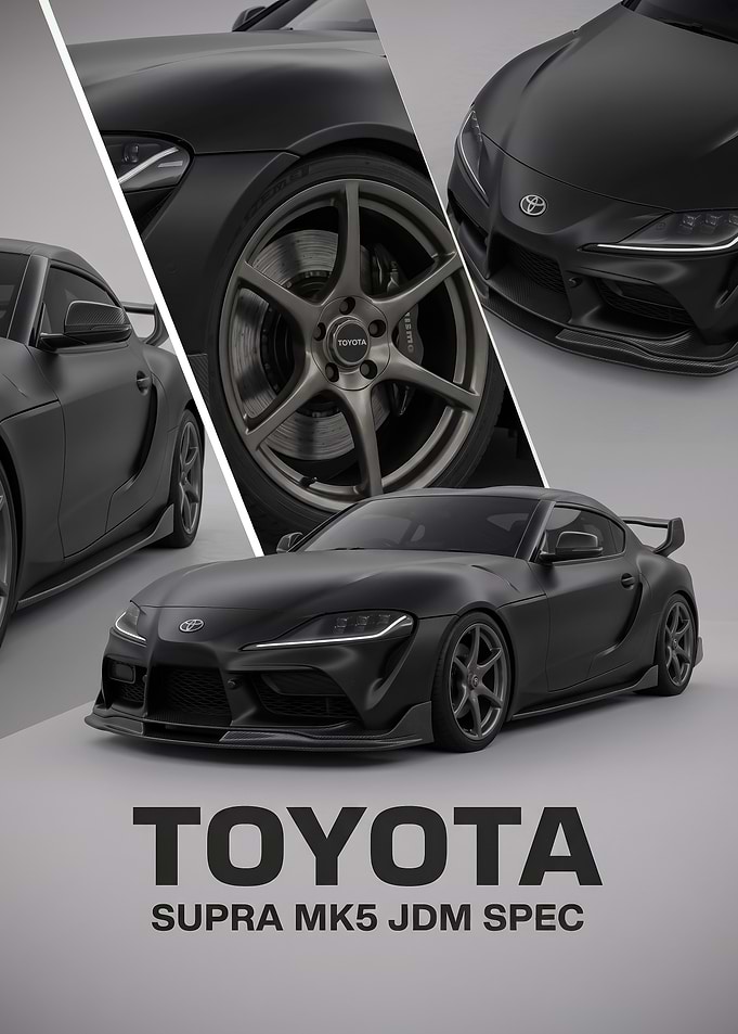 sleek black Toyota Supra MK5 JDM art Poster