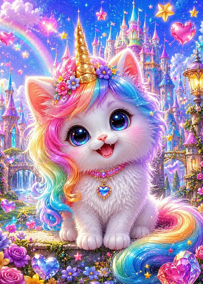 Magical Rainbow Unicorn Kitten