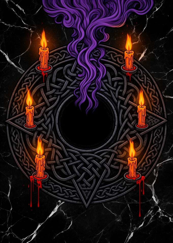 Occult Celtic Pentagram with Candles