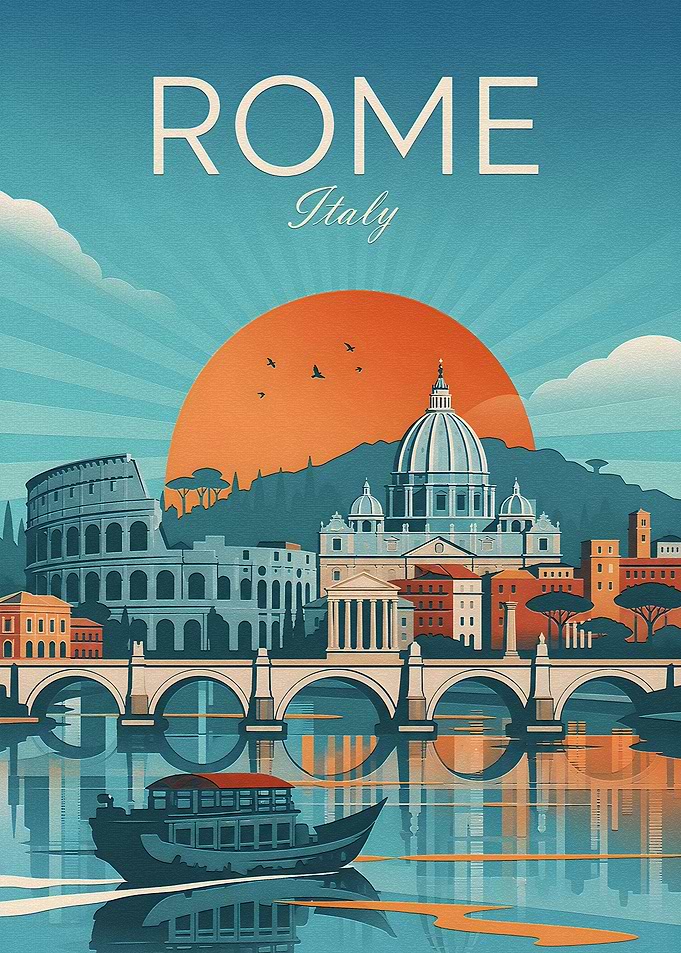 Vintage Rome Italy Travel Poster