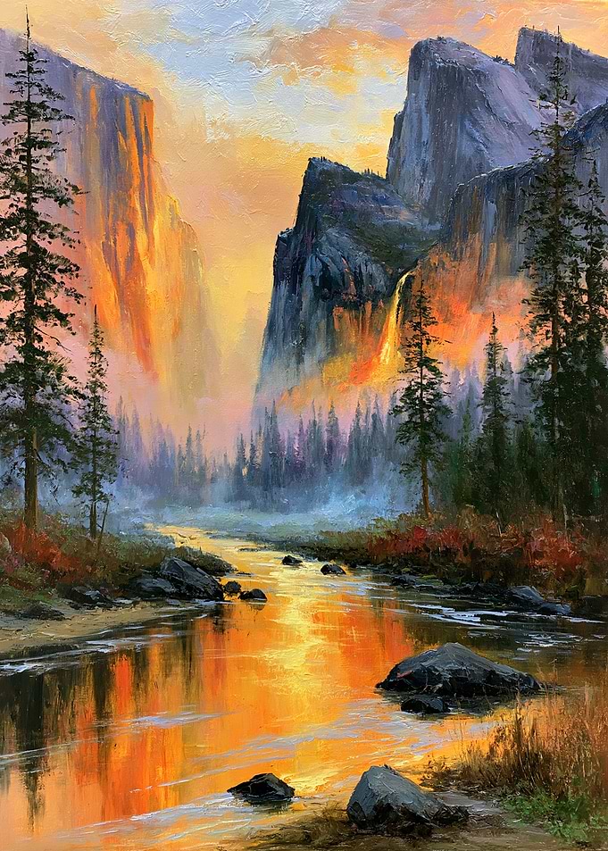 Golden Yosemite Valley at Sunset