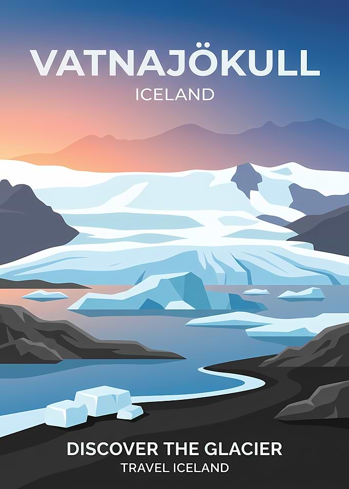 Vatnajökull Glacier Iceland Travel Poster
