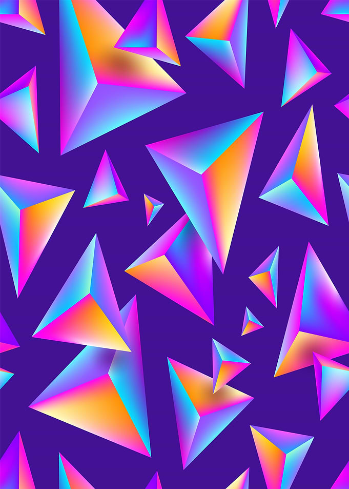 Vibrant Holographic Geometric Triangle Pattern
