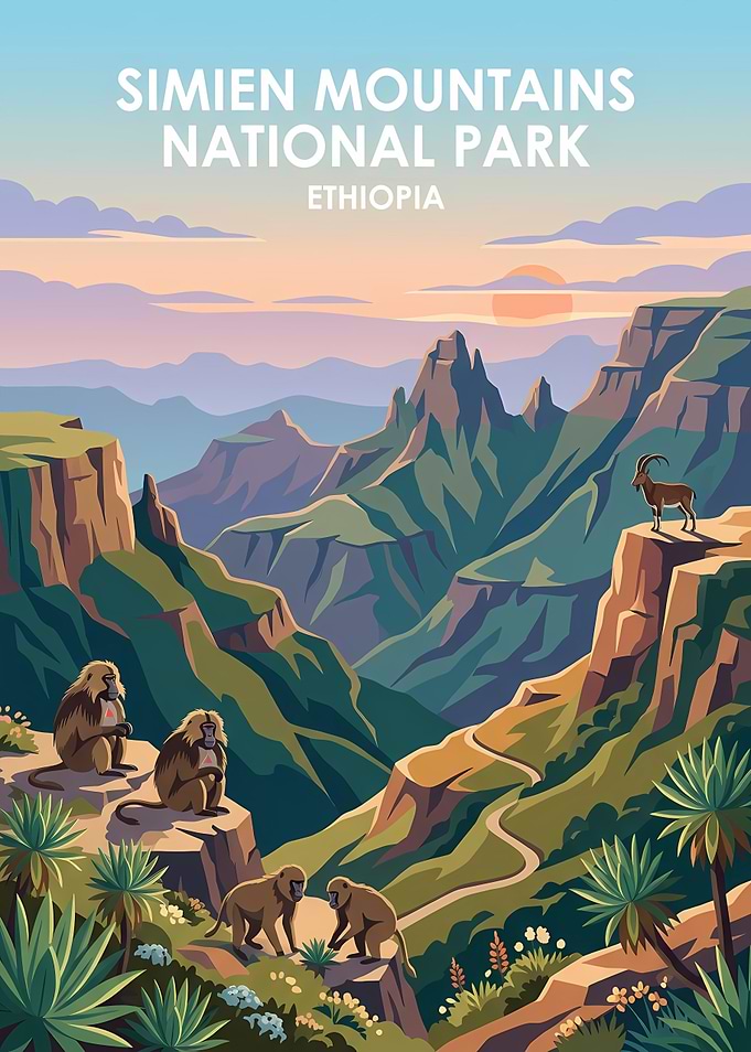 Simien Mountains National Park Travel Poster