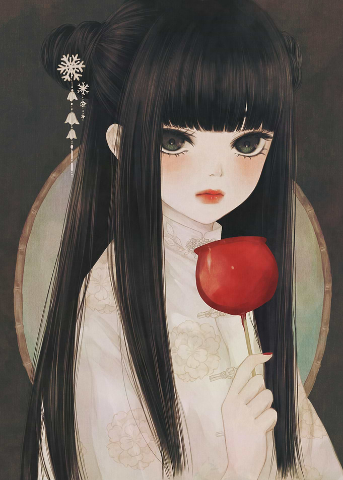 Anime Girl with Candy Apple