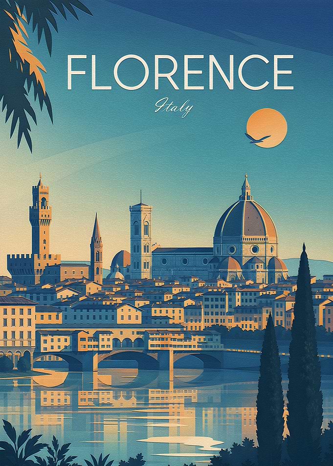 Vintage Travel Poster of Florence Italy