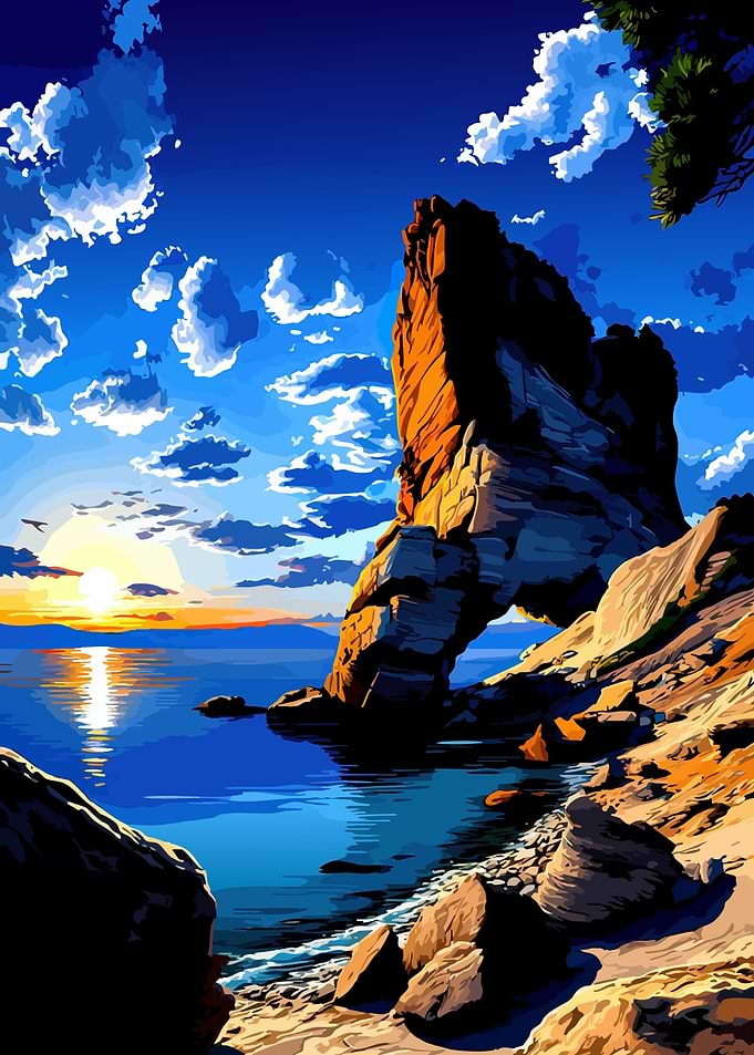 Stunning Coastal Sunset Rock Formation