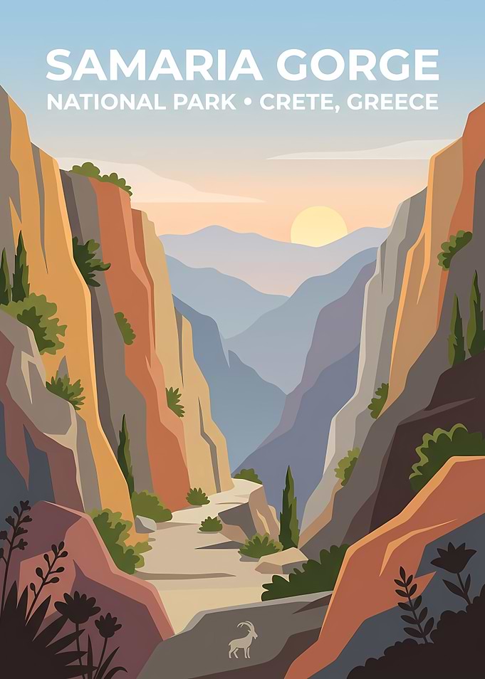 Samaria Gorge National Park Travel Poster