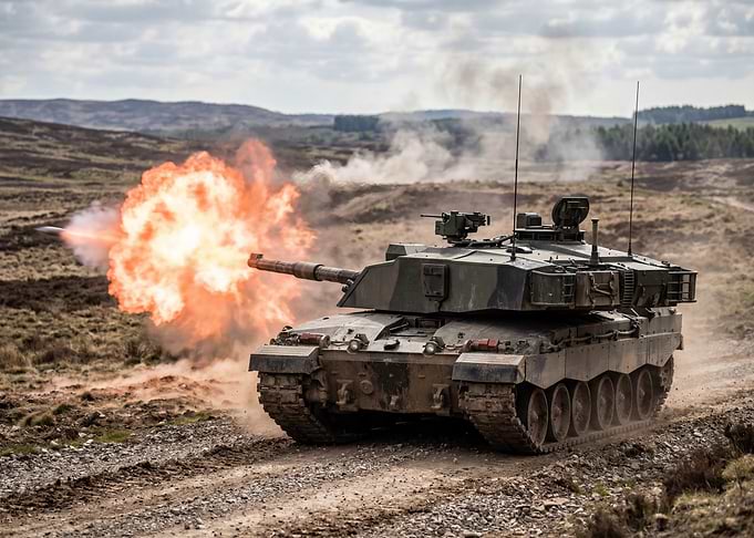 Challenger 2 Tank Firing Main Gun