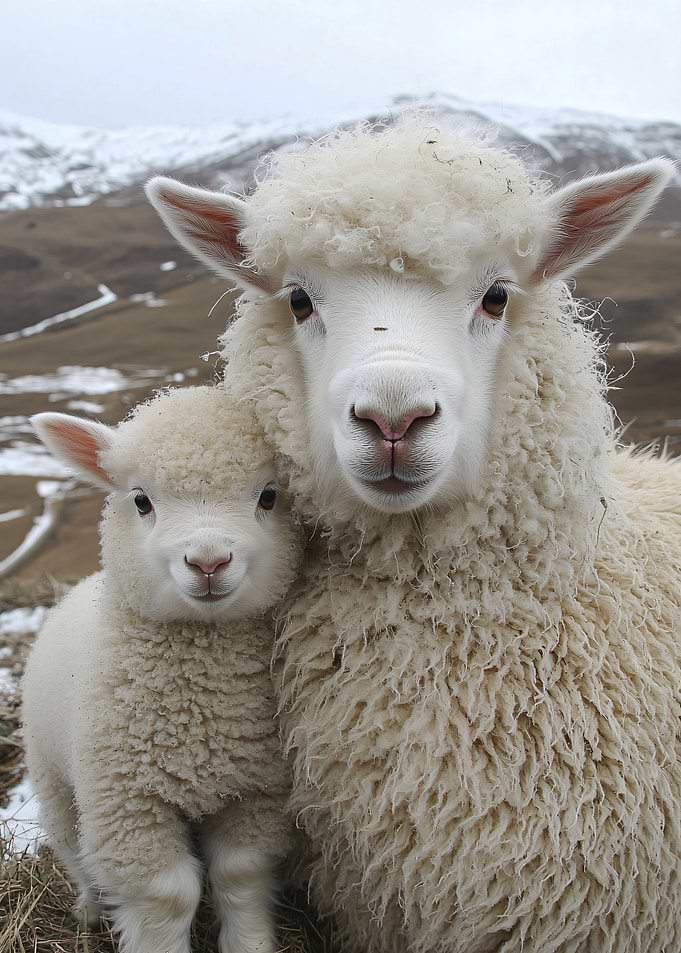 Mother Sheep and Her Lamb