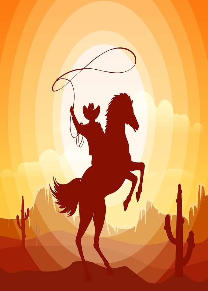 Cowboy Rearing Horse Silhouette
