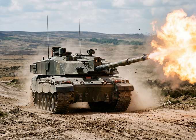 Challenger 2 Tank Firing Cannon