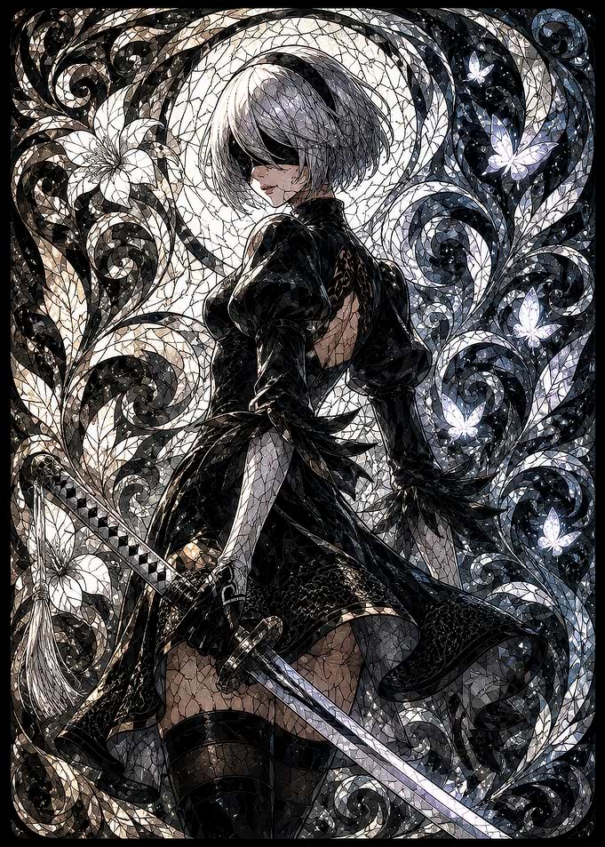 2B Stained Glass Style Portrait