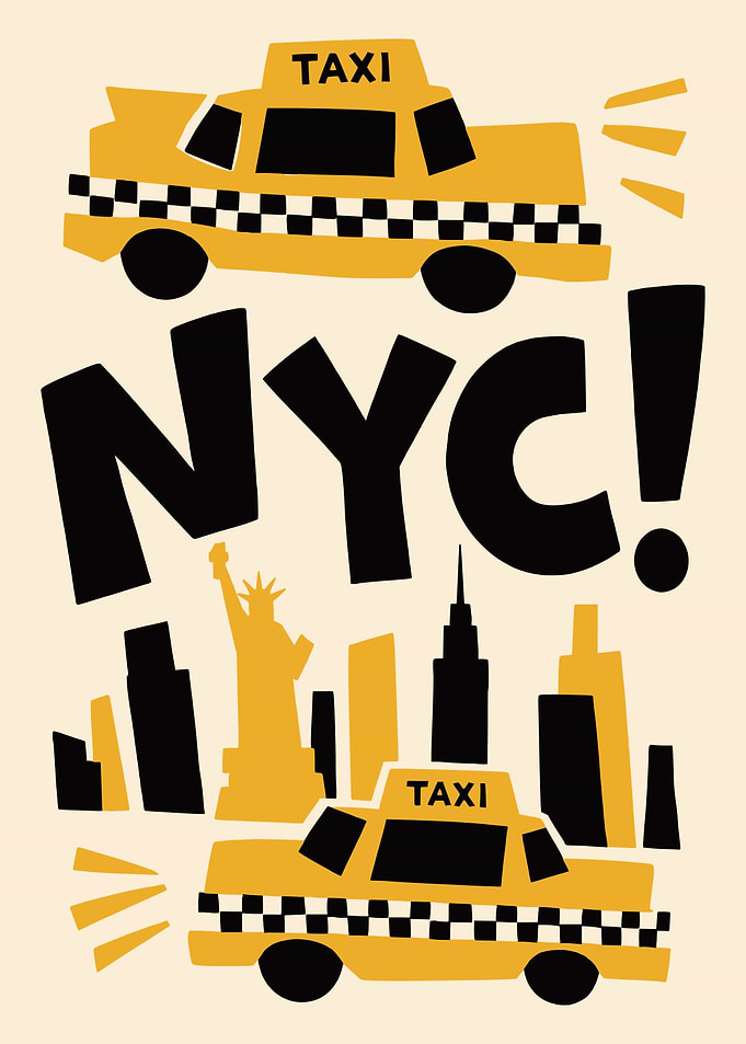 NYC Taxi Cityscape Illustration