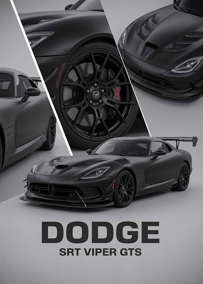 black sleek car SRT Viper GTS Poster