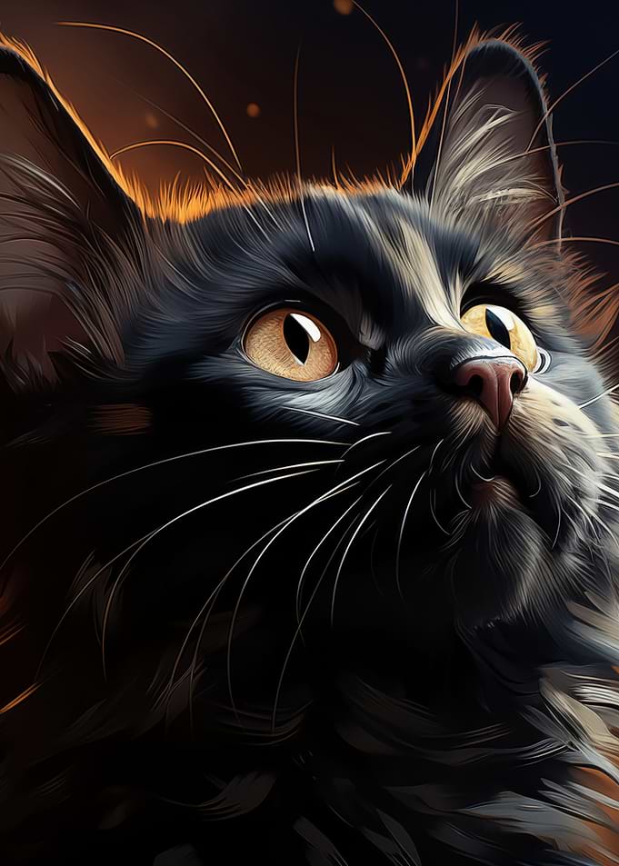 Close-up Portrait of a Black Cat
