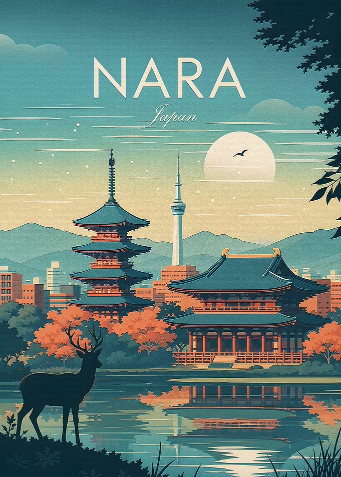 Nara Japan Travel Poster