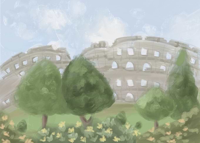 Impressionist Painting of the Roman Colosseum