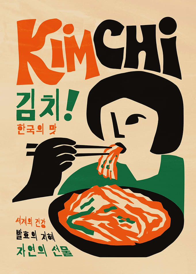 Vintage Style Kimchi Food Poster