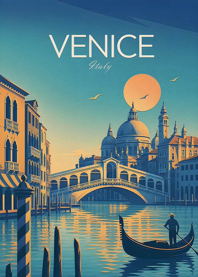Vintage Venice Italy Travel Poster