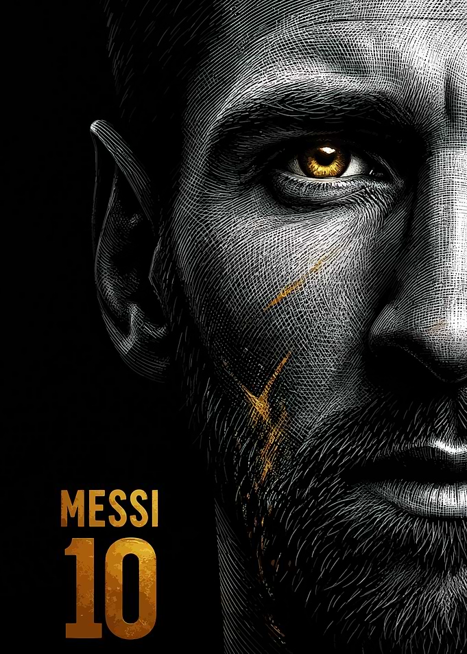 Lionel Messi Golden Eye Portrait