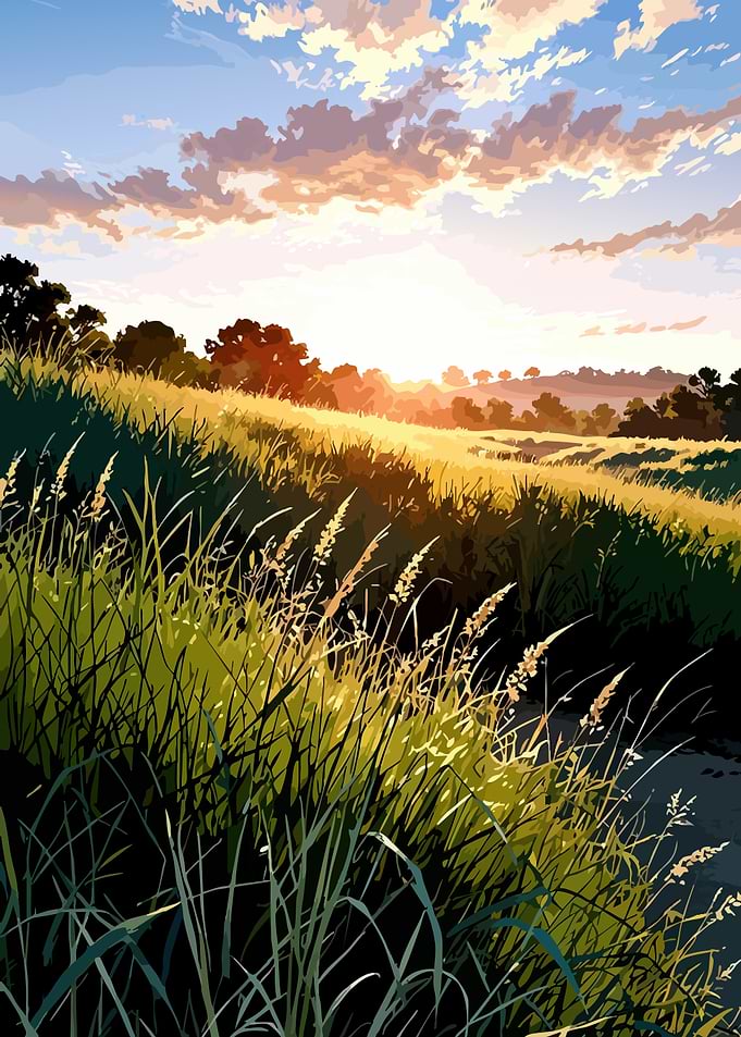 Golden Hour Meadow Landscape