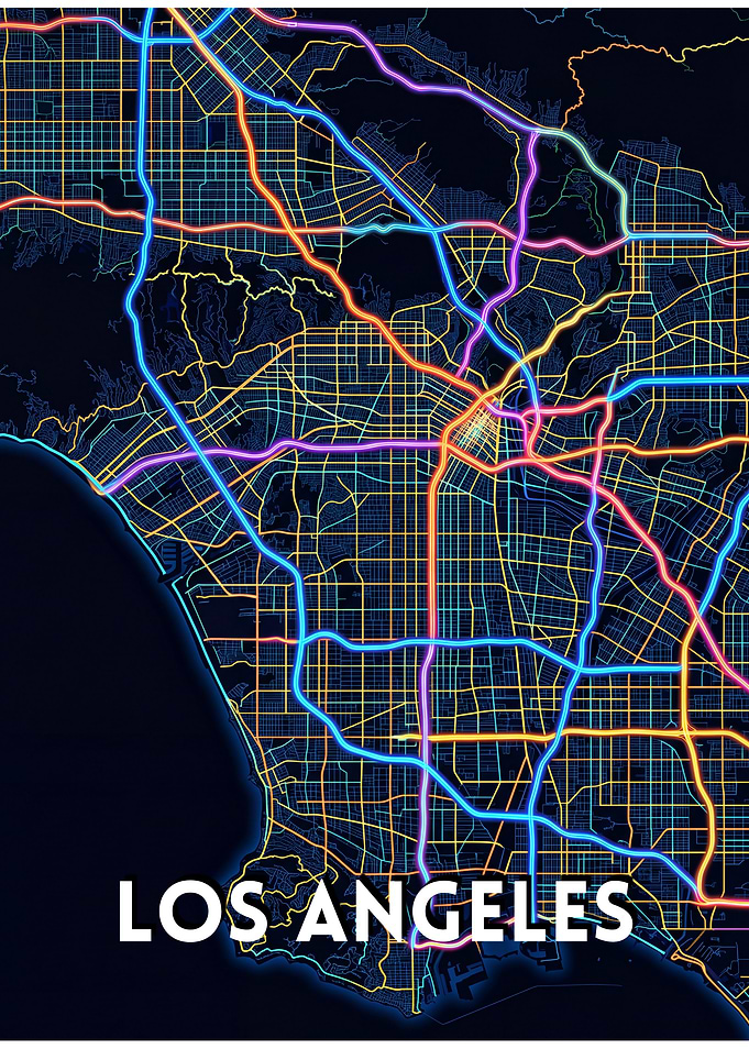 Neon Los Angeles City Map