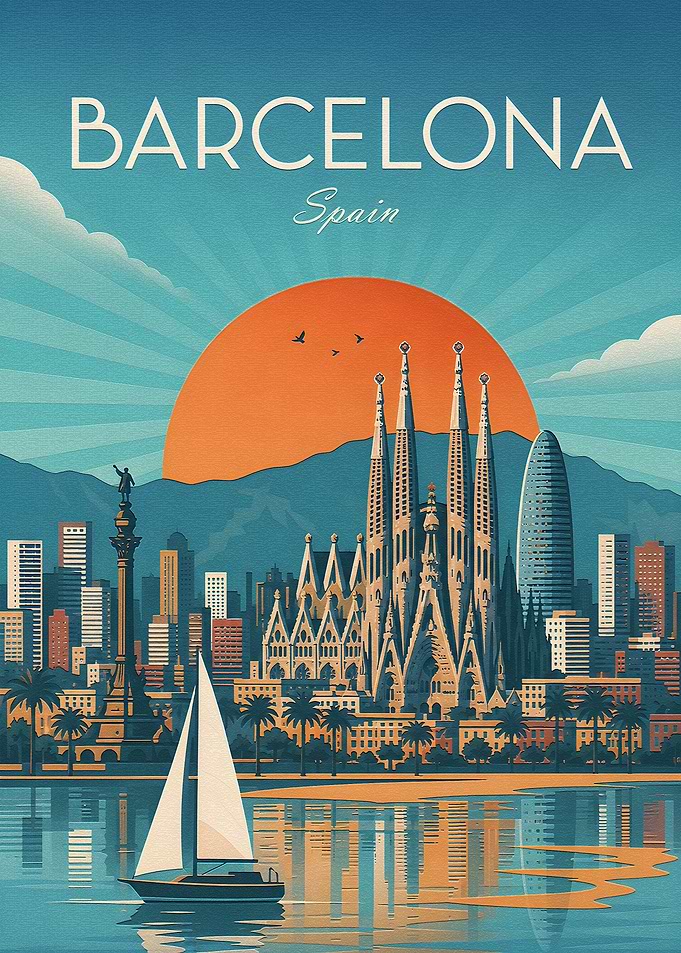 Barcelona Spain Travel Poster