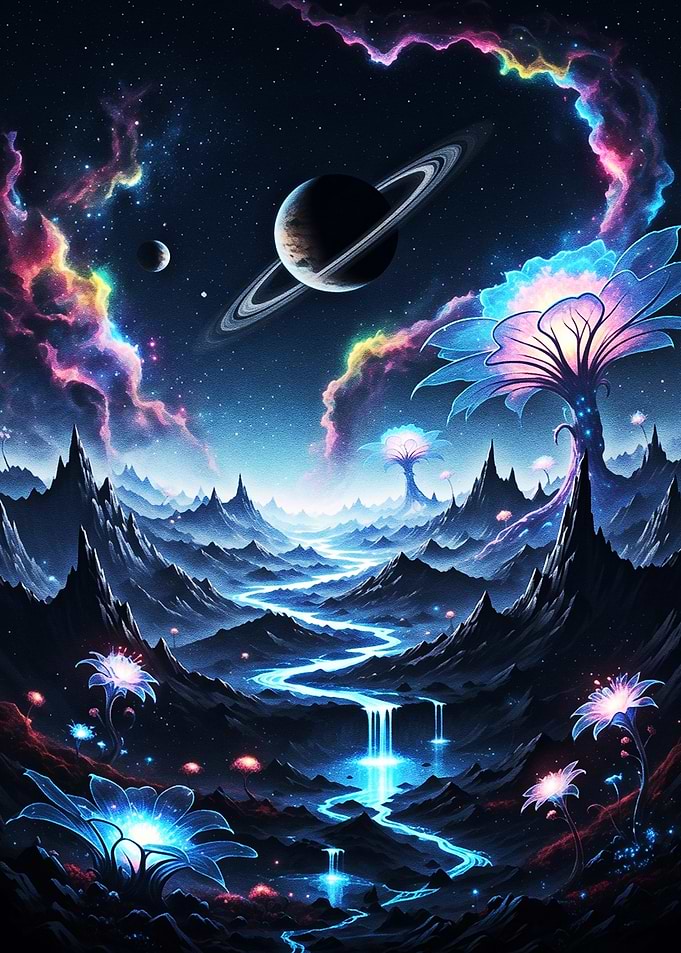 Neon Cosmic Garden