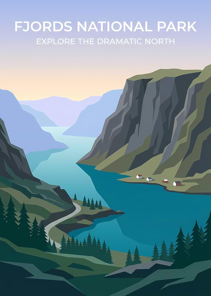 Fjords National Park Travel Poster