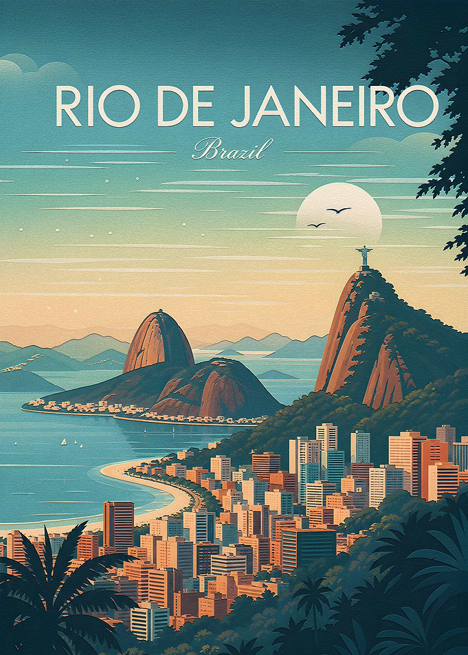 Vintage Rio de Janeiro Travel Poster