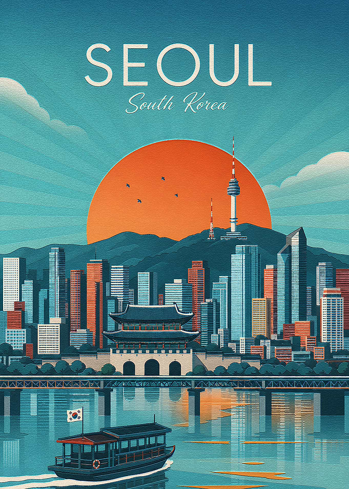 Vintage Travel Poster of Seoul