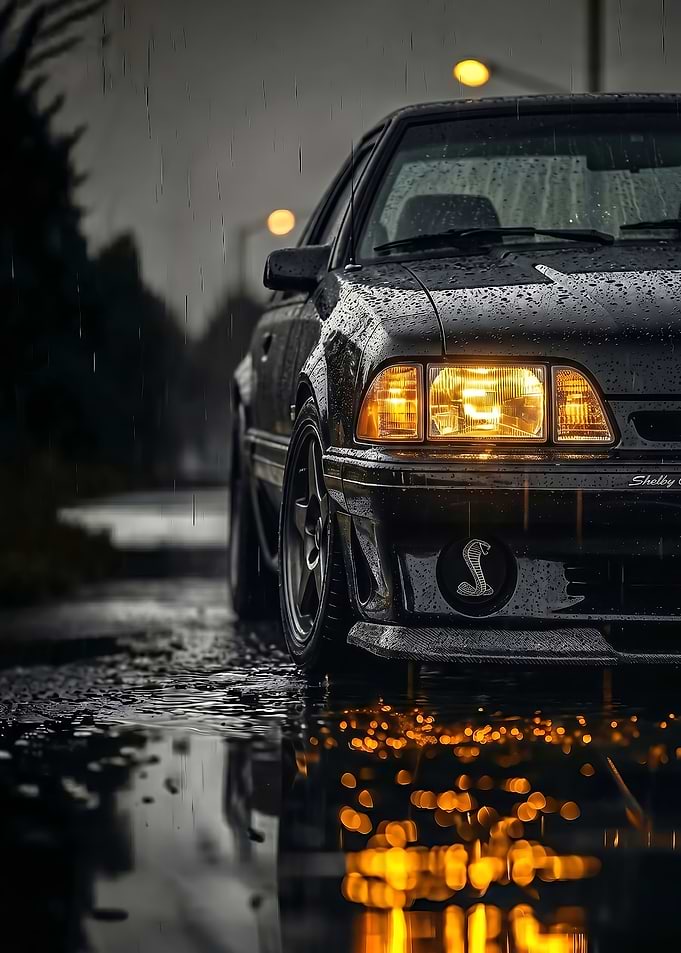 Rainy Night Ford classic Shelby Cobra car poster