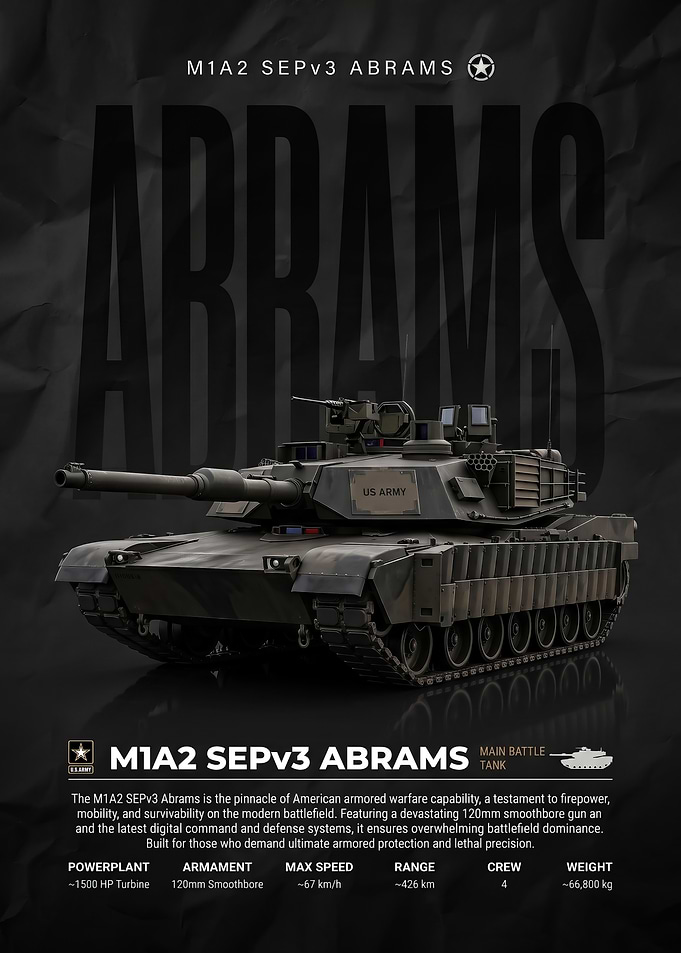 M1A2 SEPv3 Abrams Tank Poster