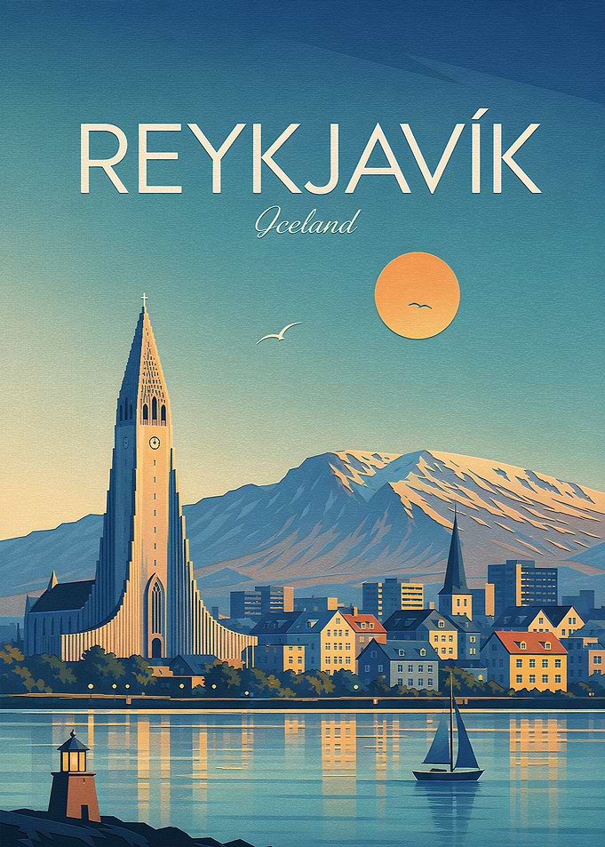 Reykjavik Iceland Travel Poster