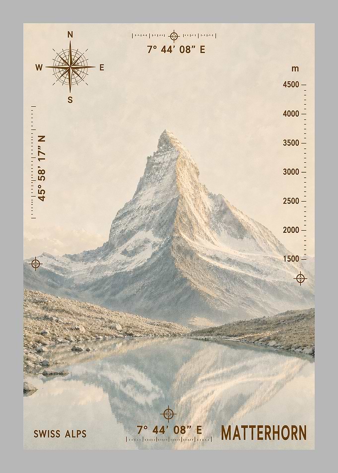 Matterhorn Swiss Alps Field Observation Archive Poster