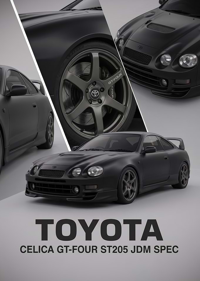 black Toyota Celica GT-Four ST205 Poster
