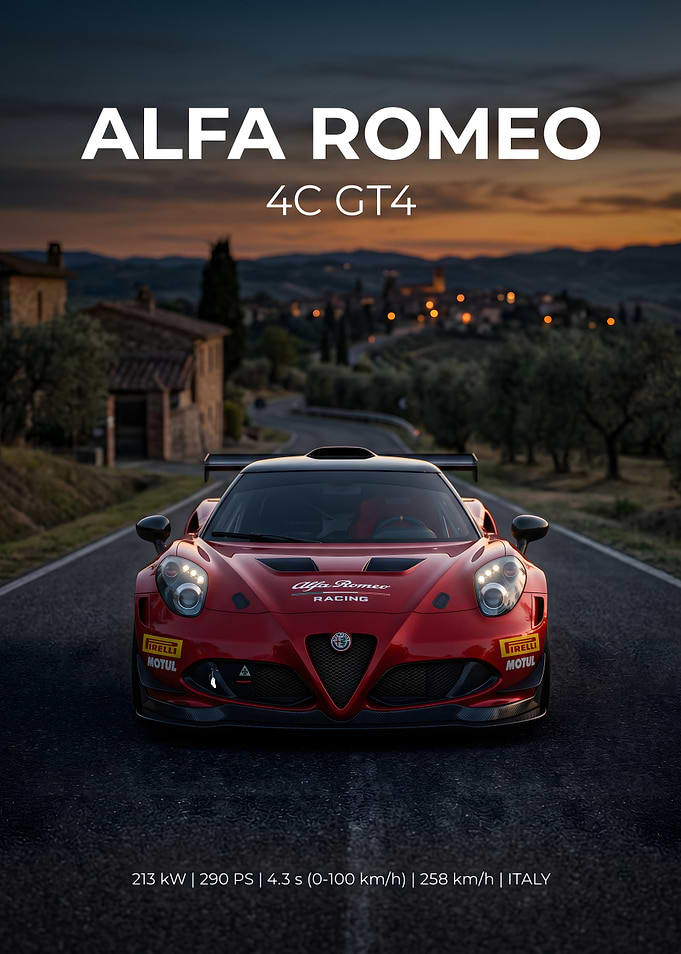 Alfa Romeo 4C GT4 Racing Poster