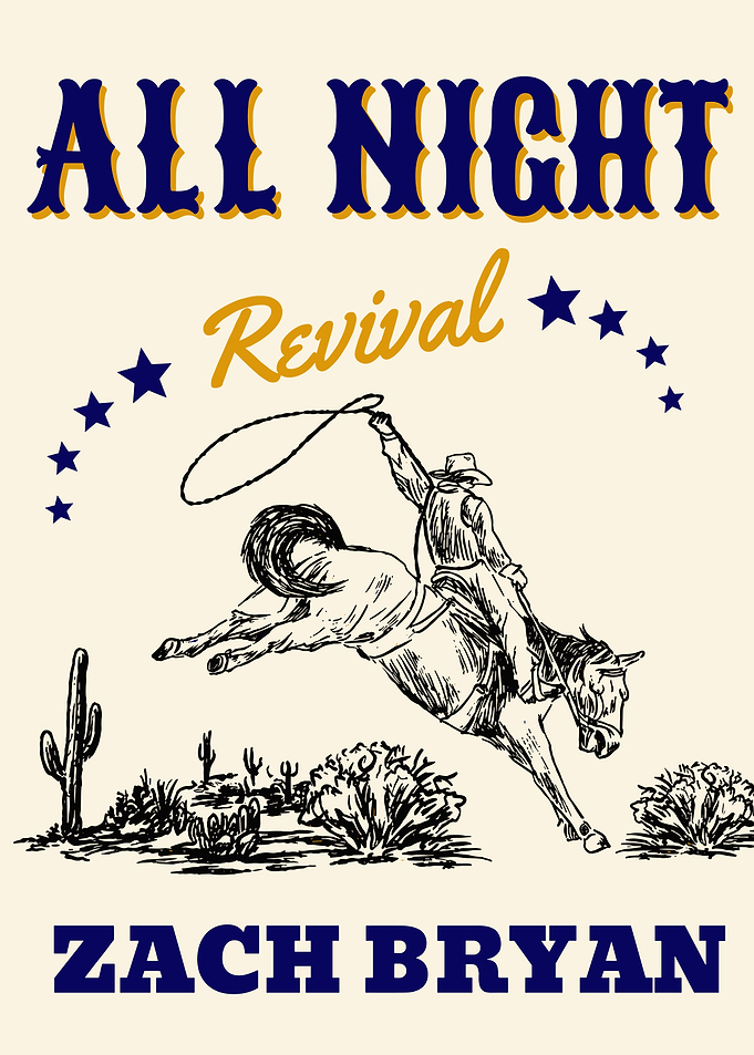 Zach Bryan All Night Revival Poster