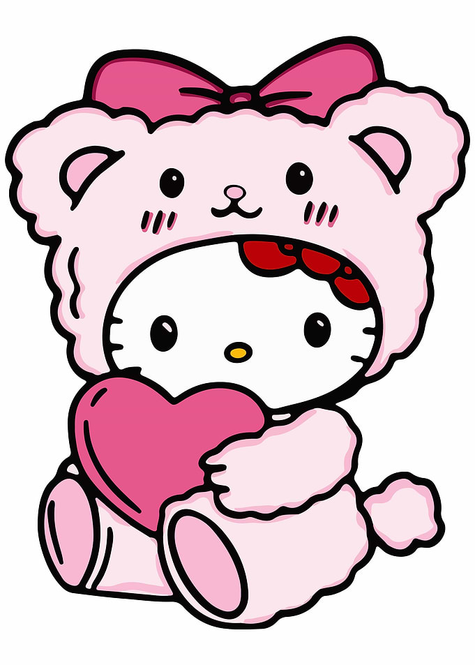 Hello Kitty in Pink Bear Costume