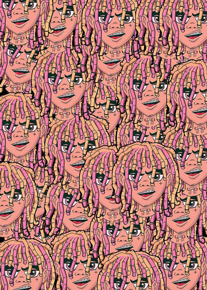 Lil Pump Cartoon Pattern Wallpaper