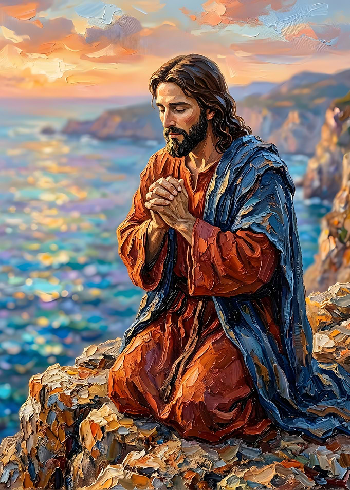 Jesus Praying on a Cliffside