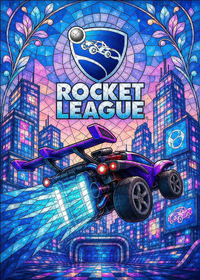 Rocket League Stained Glass Art